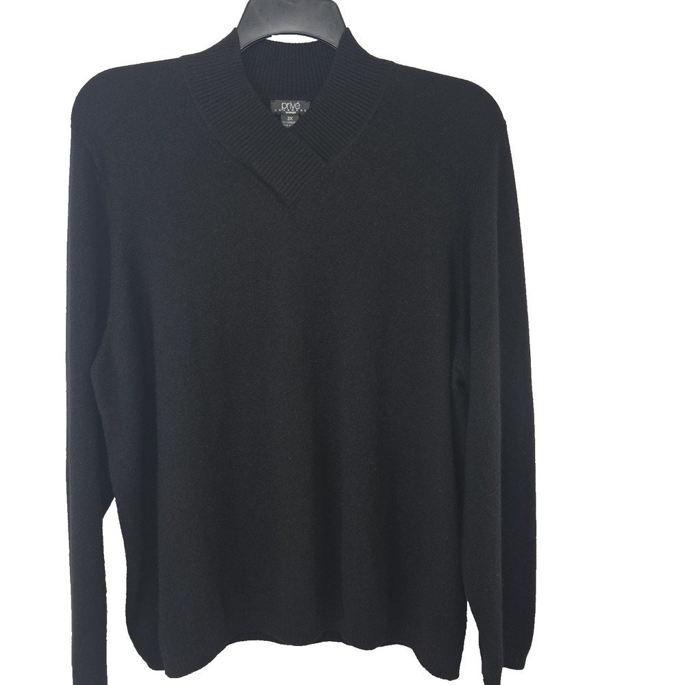 Privet Cashmere Woman Plus Size 3X Black Long Sleeve Sweater Top